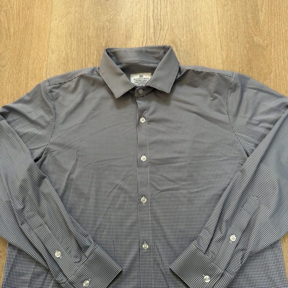 Mizzen + Main Standard Fit Shirt Mens Large Performance Blue Gingham Check USA - Picture 2 of 8